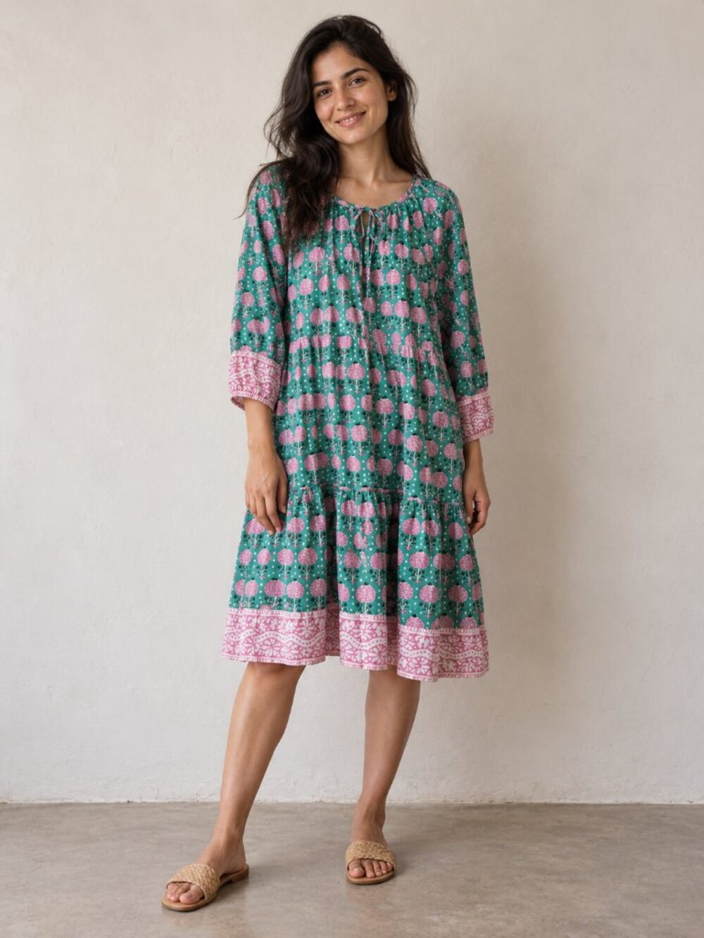 SZ BLOCKPRINTS 100% Cotton Floral Boho Dress